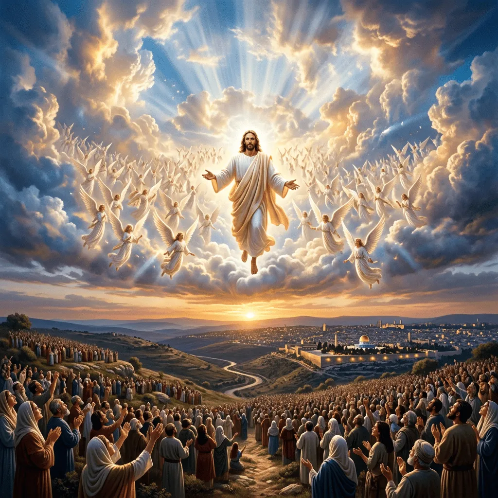 Second Coming Of Jesus Christ With Wingless Angels. AI Art Generator. Easy Peasy.AI