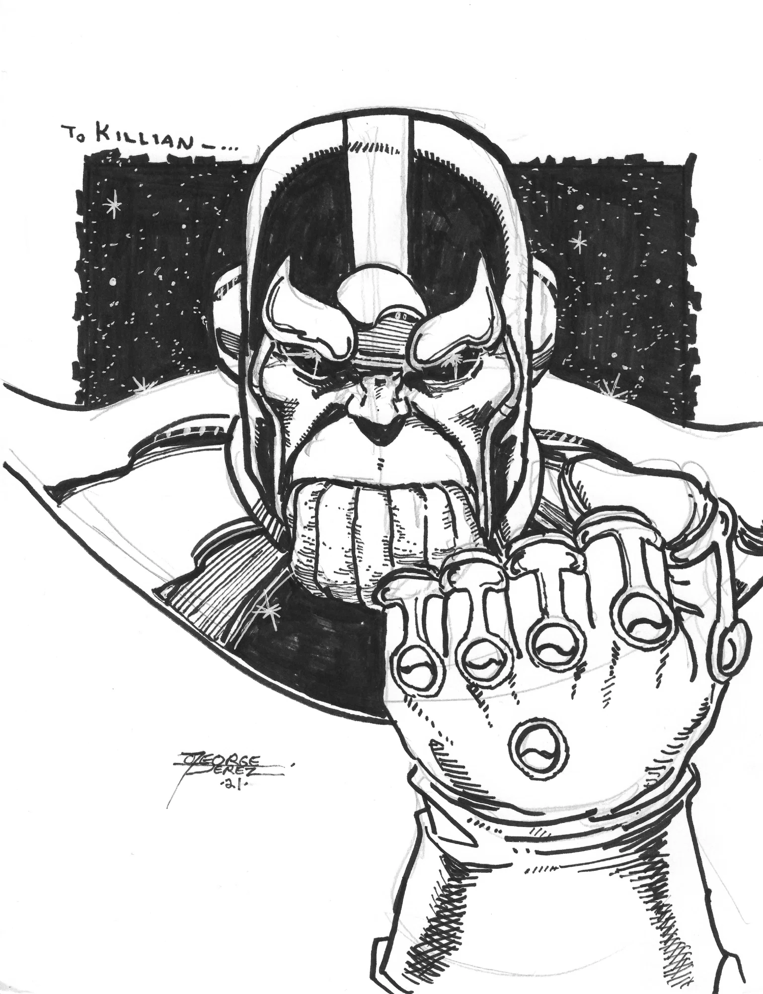 Thanos by George Perez, in Killian Cramers's Other Comic Art Gallery Room