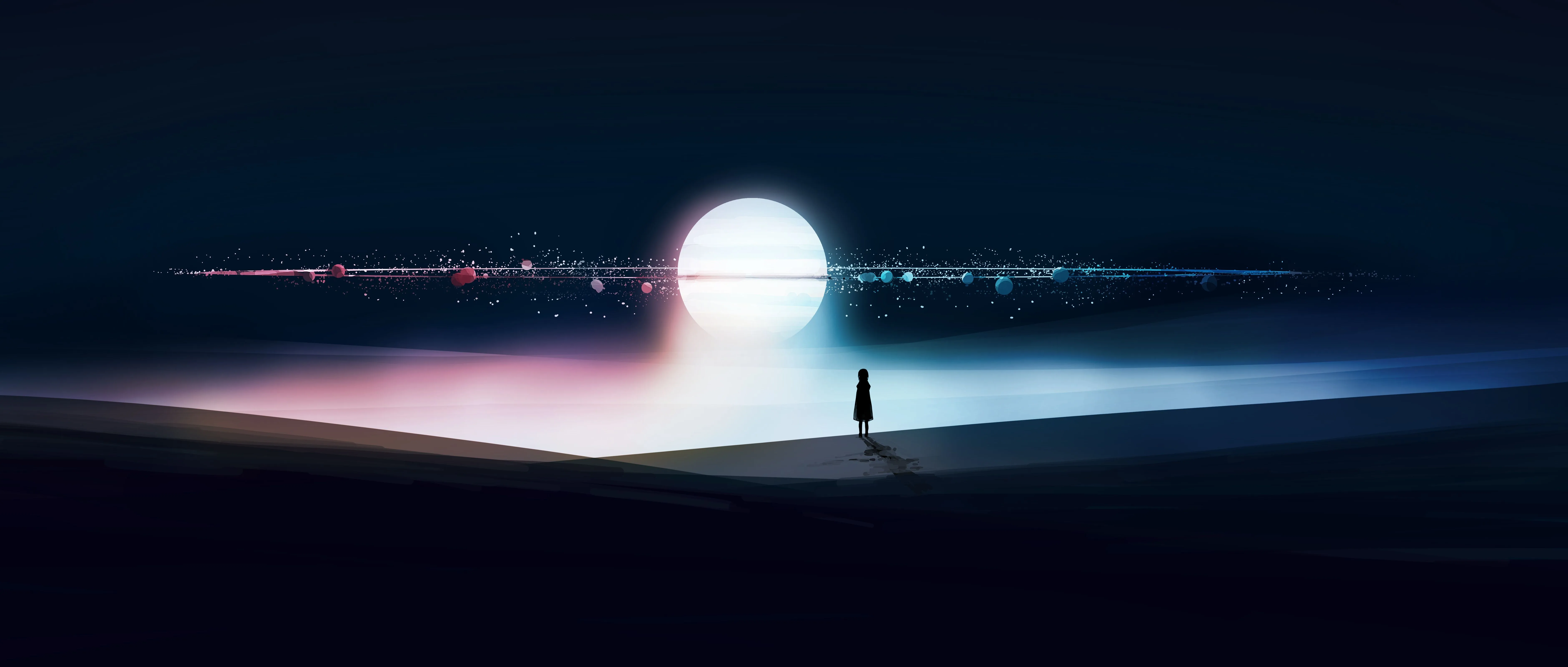Surreal Wallpaper 4K, Alone, Silhouette, Orbit, Dream