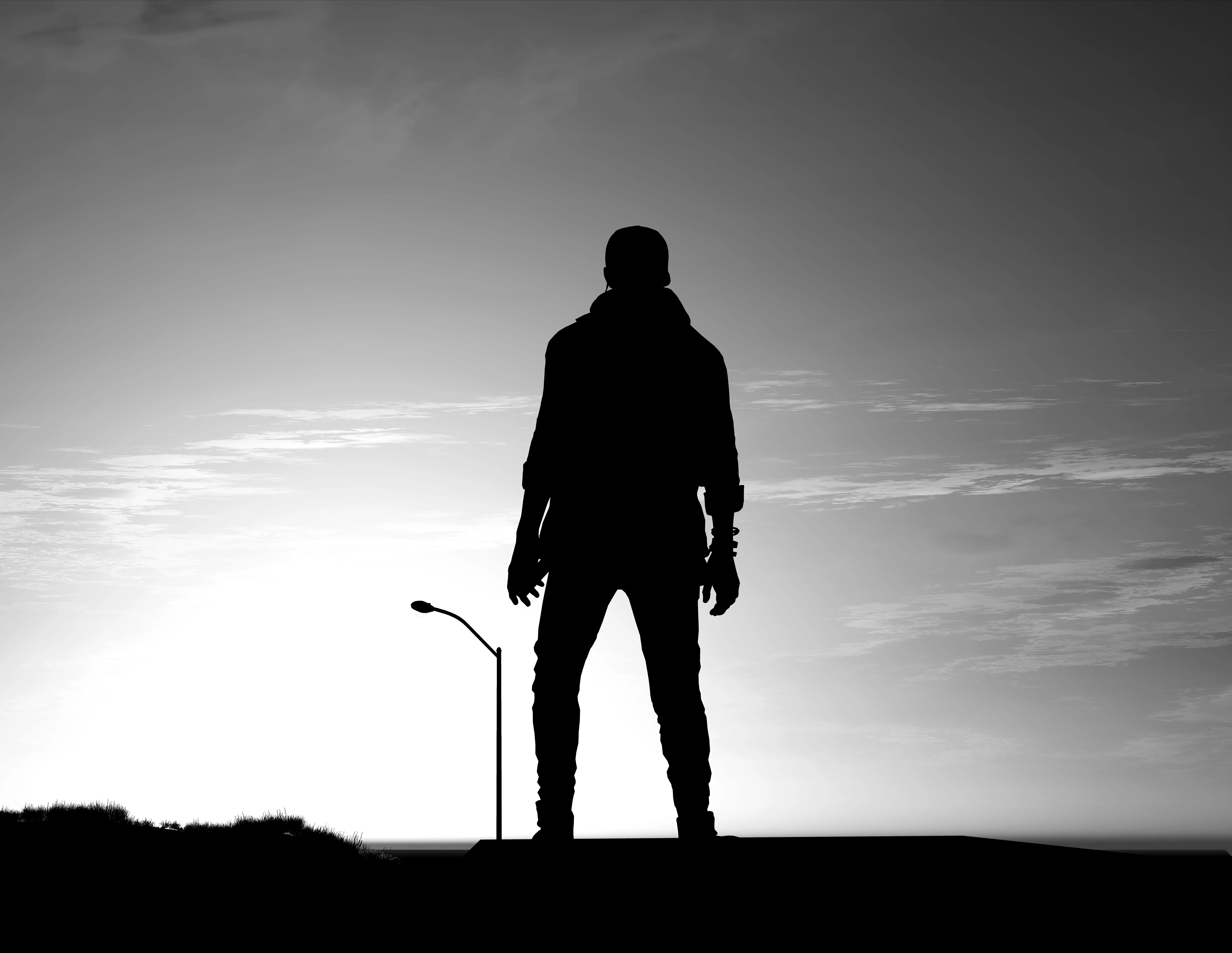 Watch Dogs 2 Wallpaper 4K, Man, Silhouette, Evening, Dark