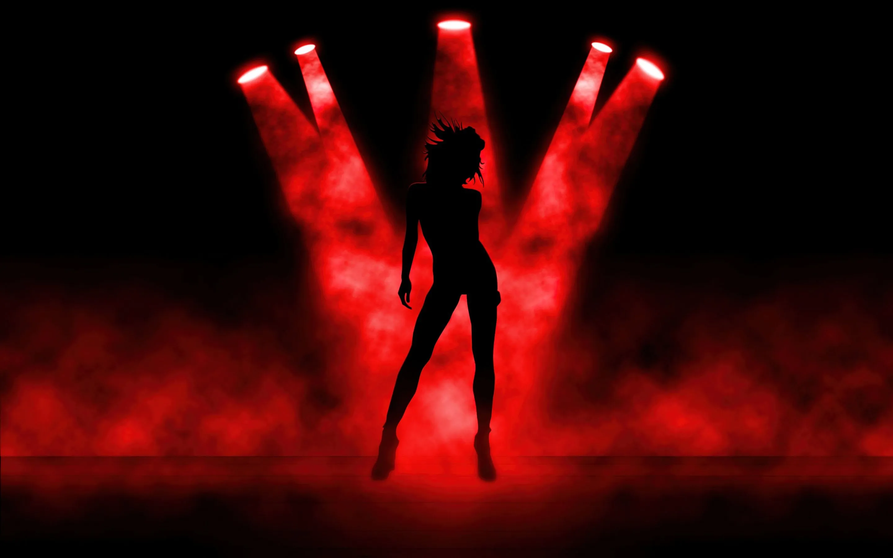 Girl Wallpaper 4K, Spot lights, Silhouette, Dancing