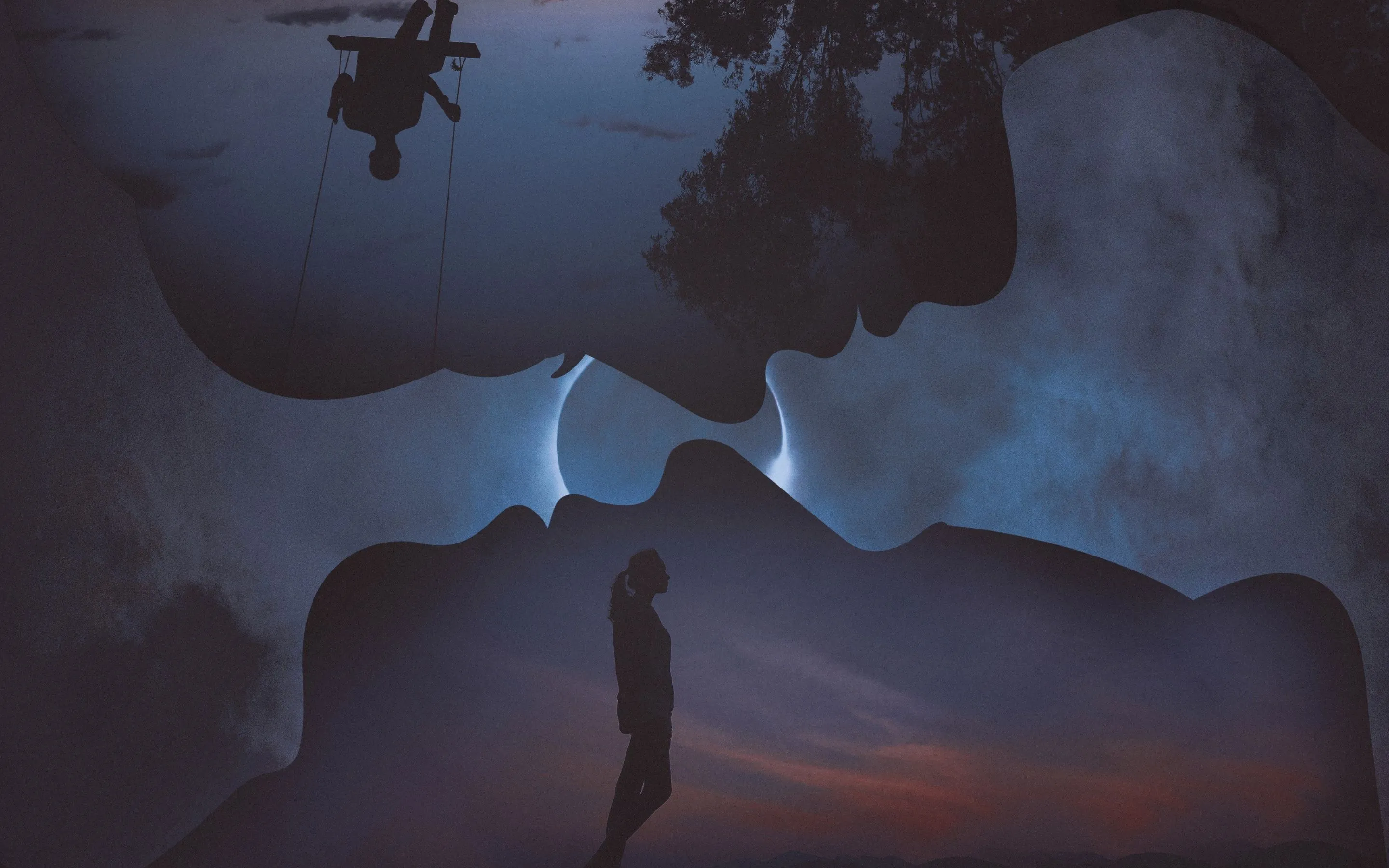 Couple Wallpaper 4K, Lonely, Silhouette, Eclipse