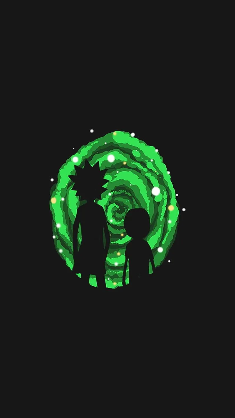 Rick Y Morty, dark, green, minimalist, HD phone wallpaper