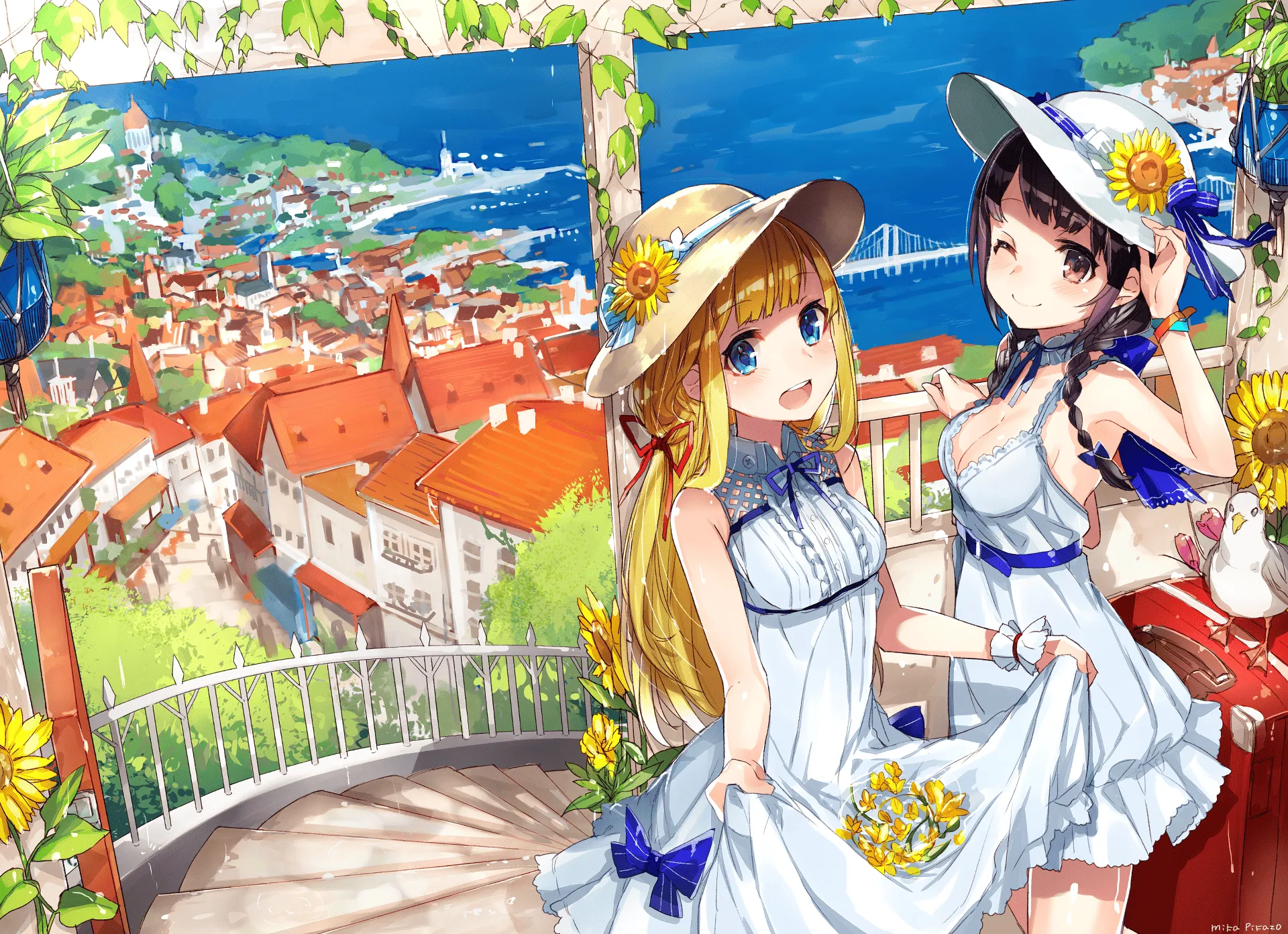 Serene Summer: HD Anime Wallpaper of Joyful Companionship