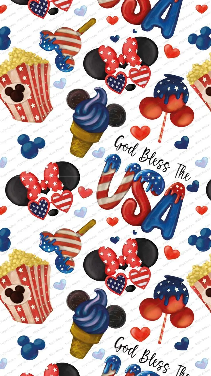 Disney American digital paper Mouse ears 4th of July, digital paper american flag ears Magic Kingdom