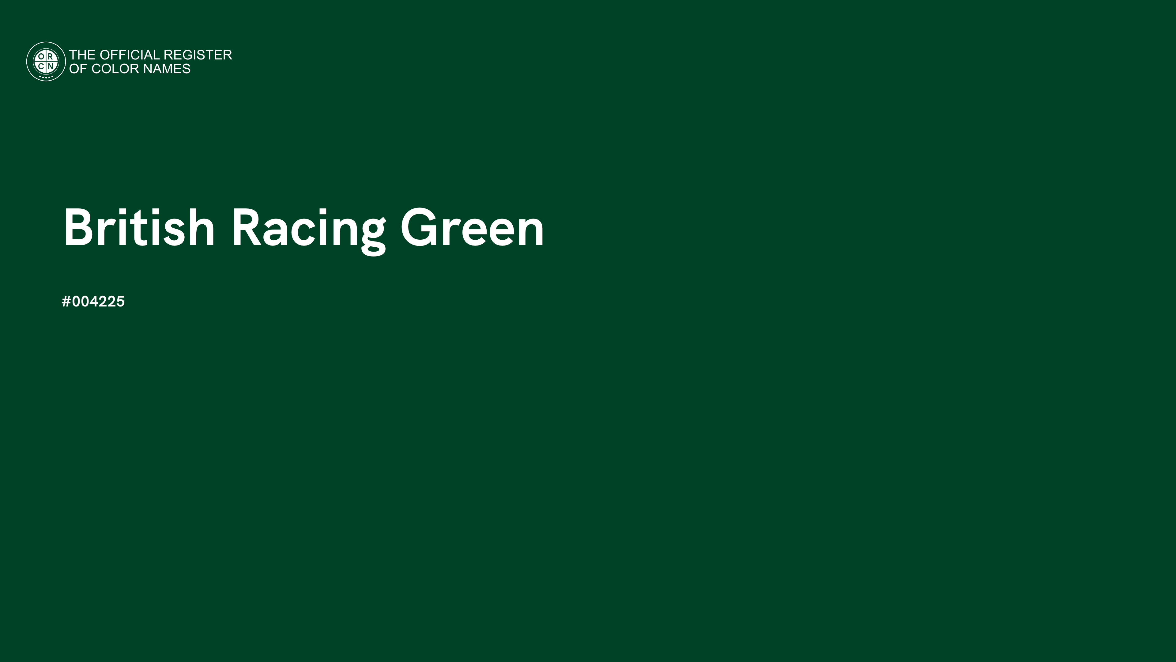 British Racing Green color - Official Register of Color Names