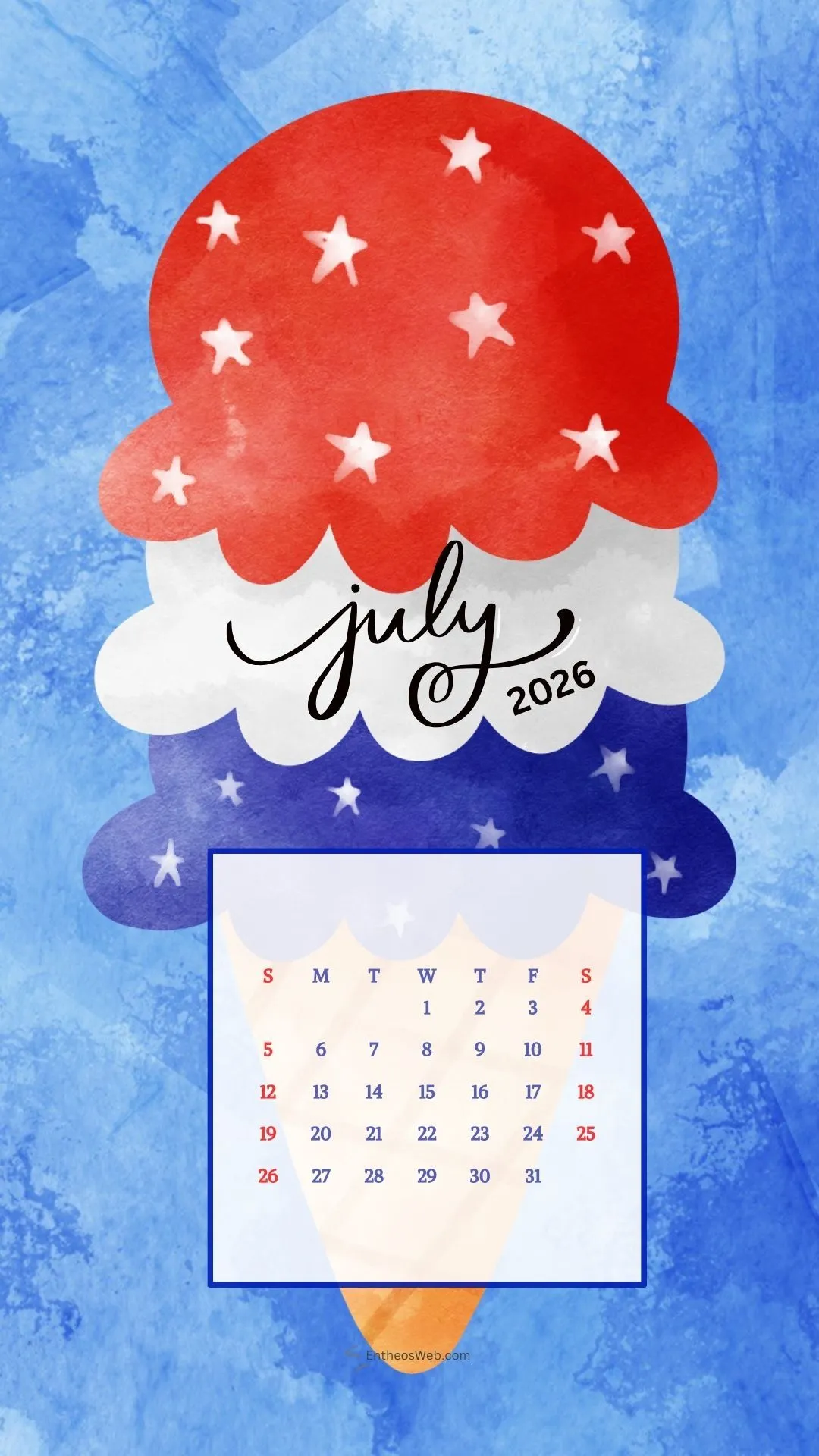 July 2026 Calendar Phone Wallpaper