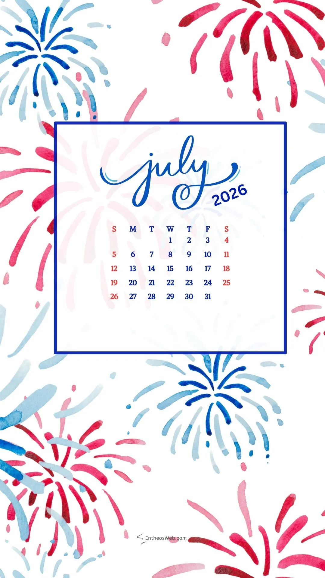 July 2026 Calendar Phone Wallpaper