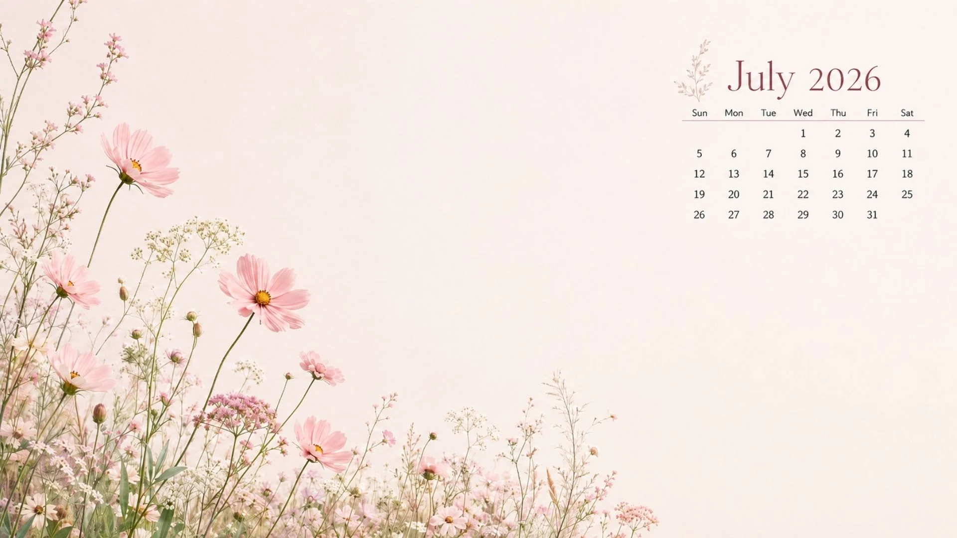Free July 2026 Desktop Calendar Background (EASY DOWNLOAD)
