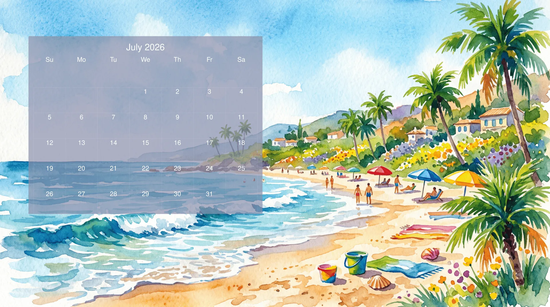 Download July 2026 Calendar 4k Ultra HD Wallpaper