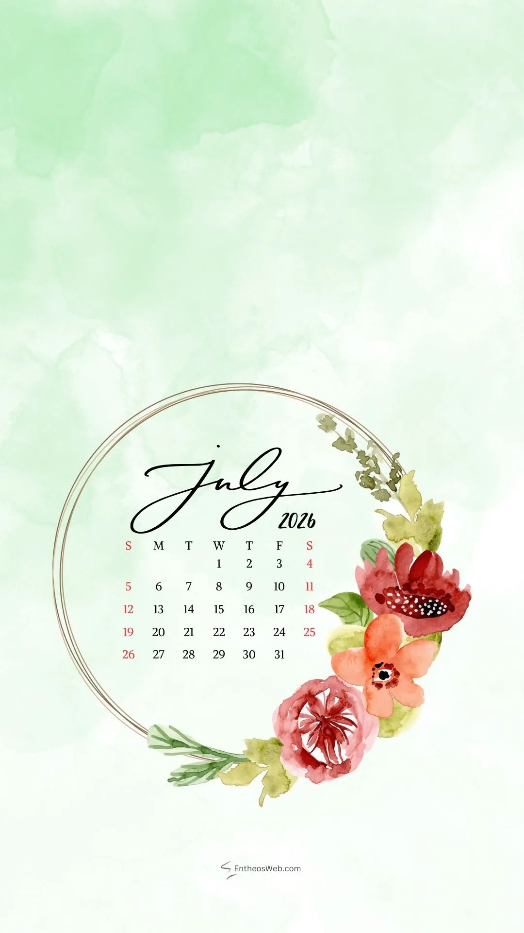 July iPhone & Android Wallpaper for 2026