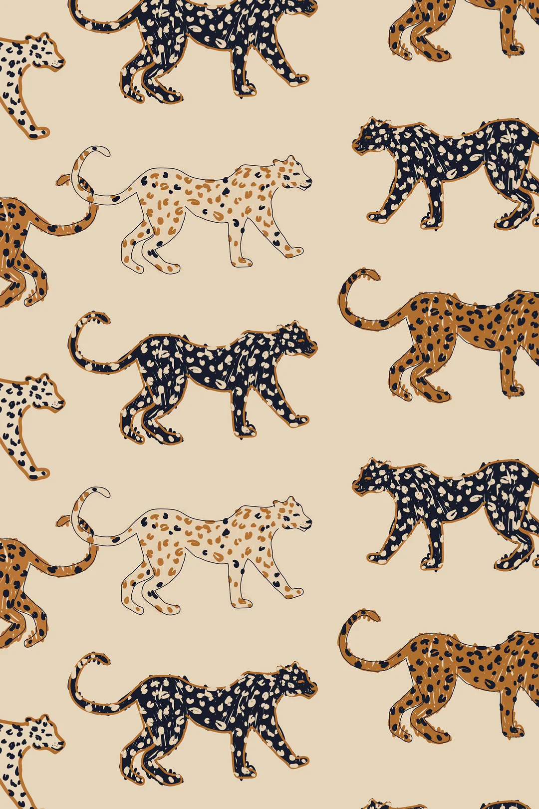 Cute Cheetah in the desert with tan background and Stick Wallpaper online Shop Peel & Stick Canvas Vinyl / 1 roll: 2 ft (w) x 18 ft (h)