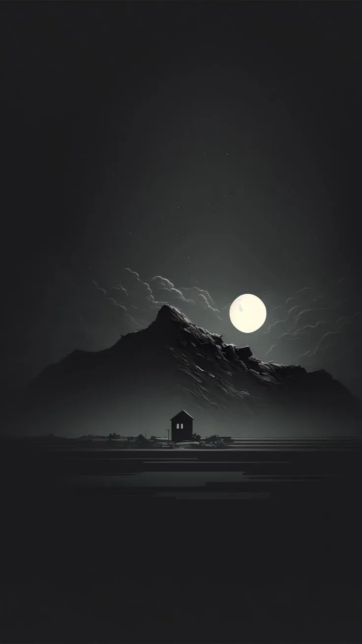 Black and White iPhone Wallpaper with Moon and Mountain. El yapımı gümüş takı, Telefon arka