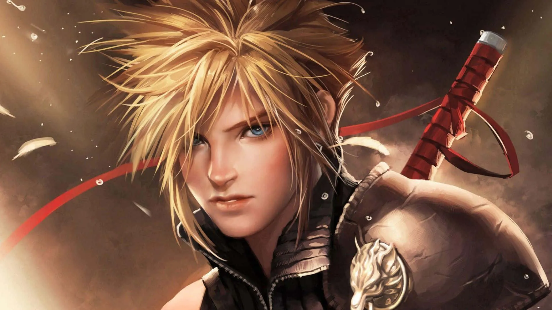 Download Cloud Strife with his iconic Buster Sword from Final Fantasy VII Wallpaper