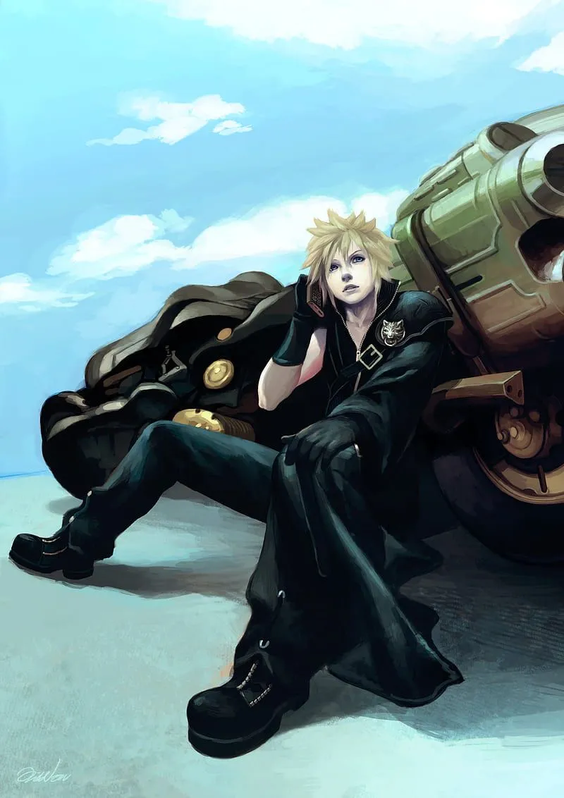 Cloud Strife, advent children, fenrir, ff7, ffvii, final fantasy, motorbike, HD phone wallpaper