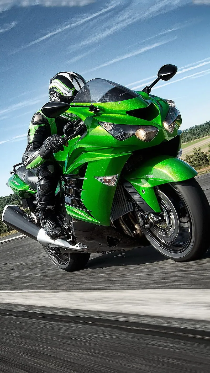 Kawasaki green, motorbike, HD phone wallpaper