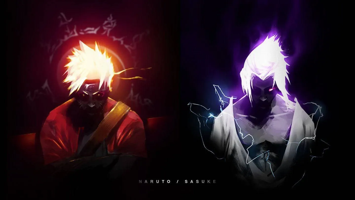 Naruto And Sasuke Dark Mode Wallpaper