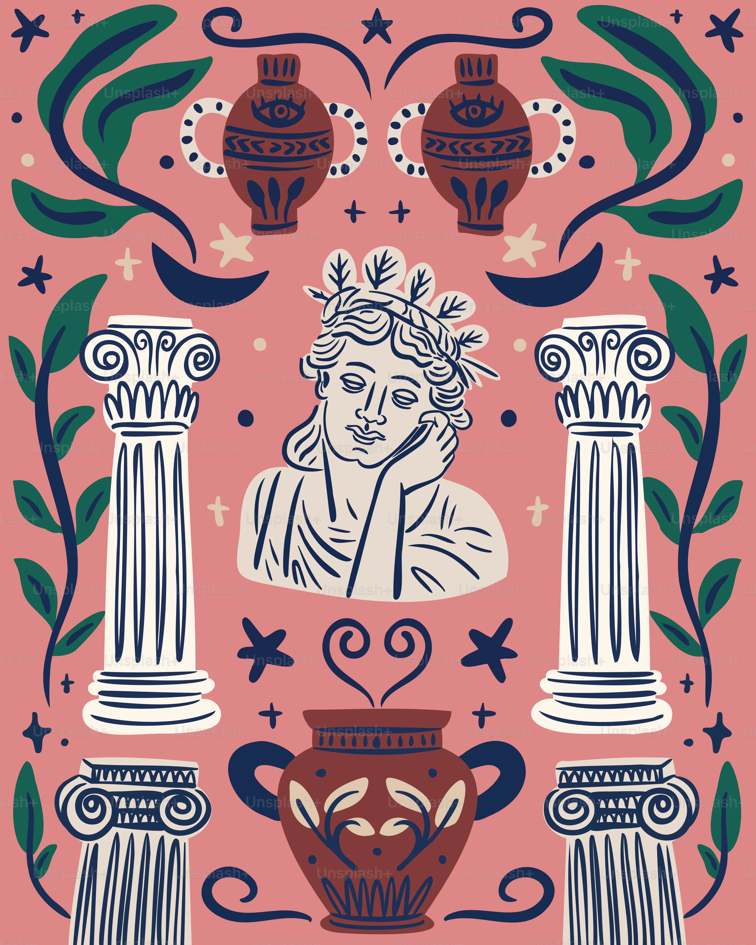 A stylized illustration of ancient greek art. vector