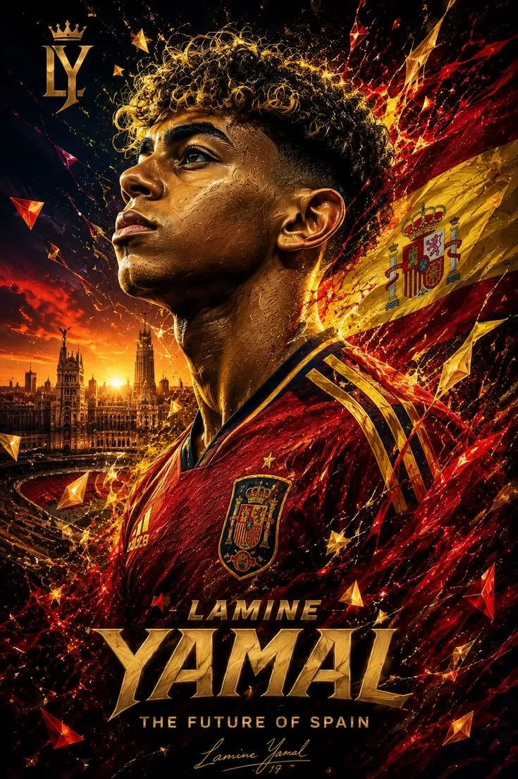 Lamine Yamal Spain Poster. FIFA World Cup 2026. Spain Football ArtK Wallpaper