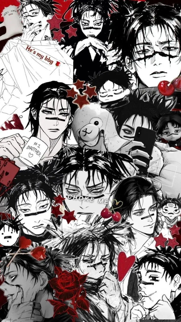 Anime Poster with Aesthetic Characters. Gojo and choso wallpaper, Aesthetic choso wallpaper, Choso wallpaper red