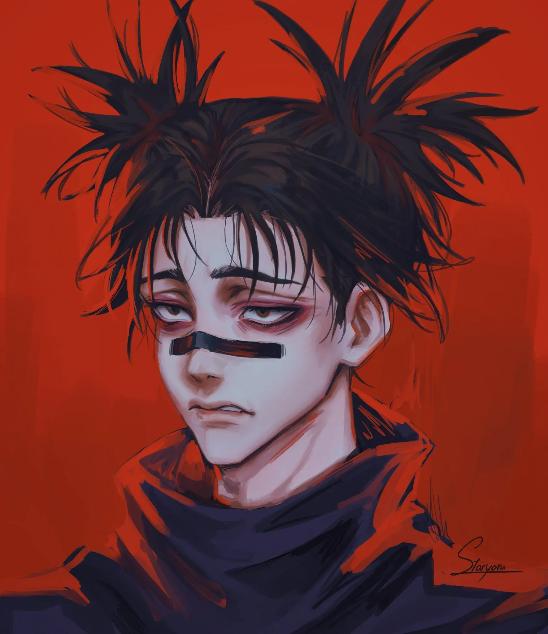 Jujutsu kai ideas. choso starboy art, choso face painting, cute anime guys