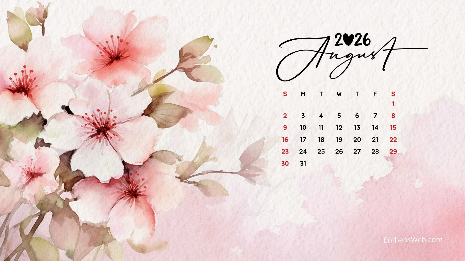 August 2026 Desktop Wallpaper Calendar