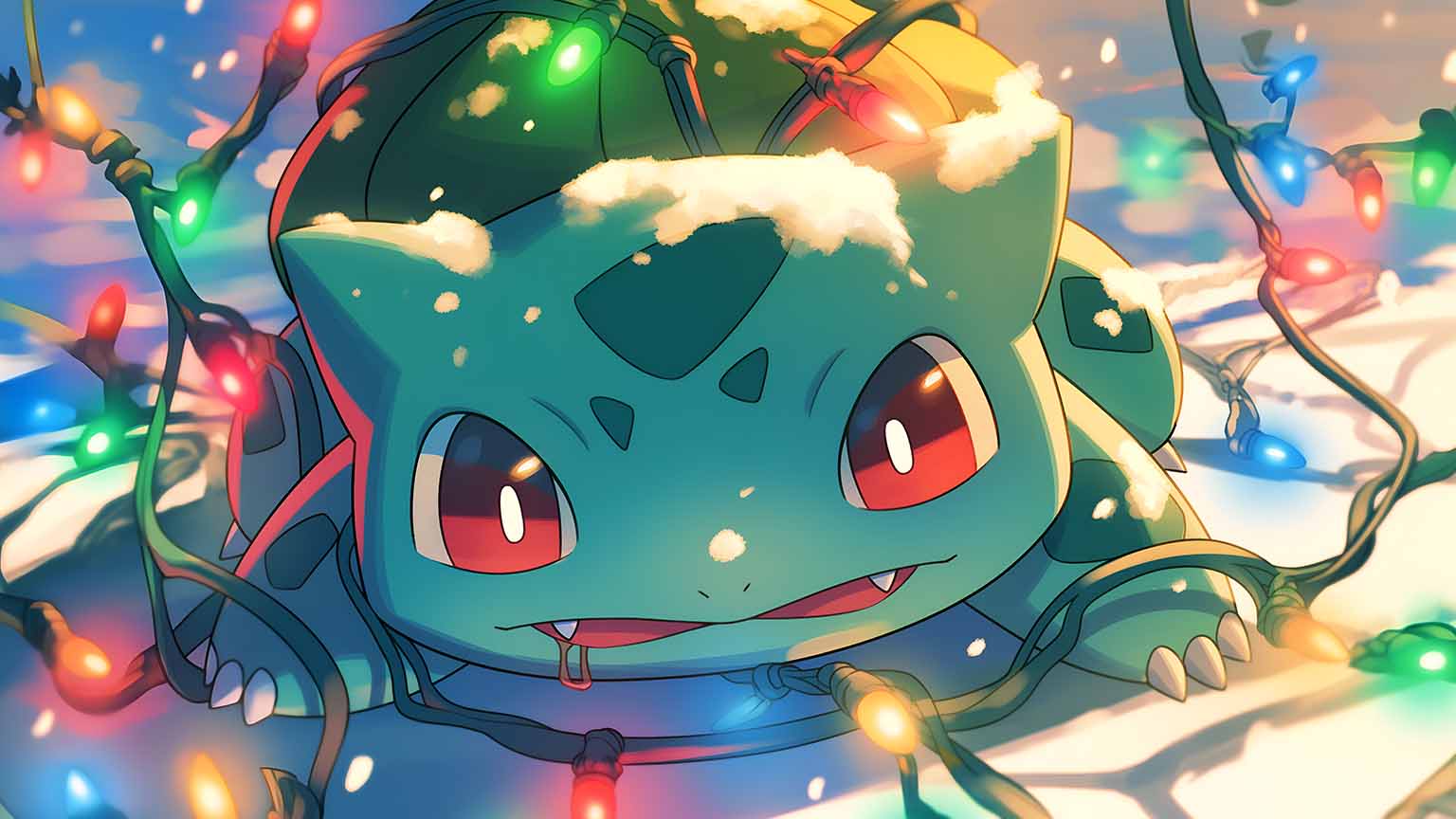 Free Pokemon Bulbasaur Festive Look Desktop Wallpaper 4K