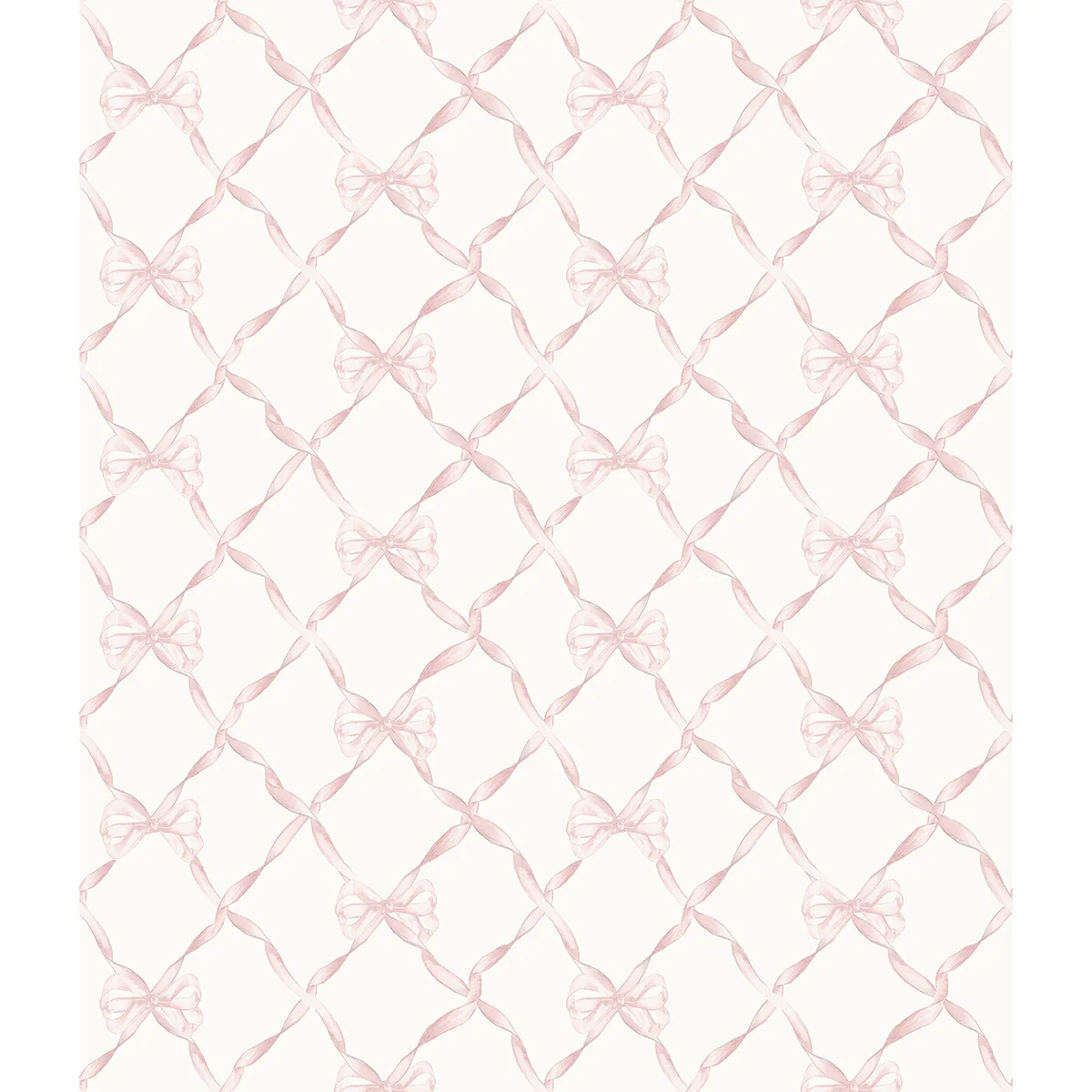 AST4114 Baby Bow Light Pink Ribbon Trellis Wallpaper