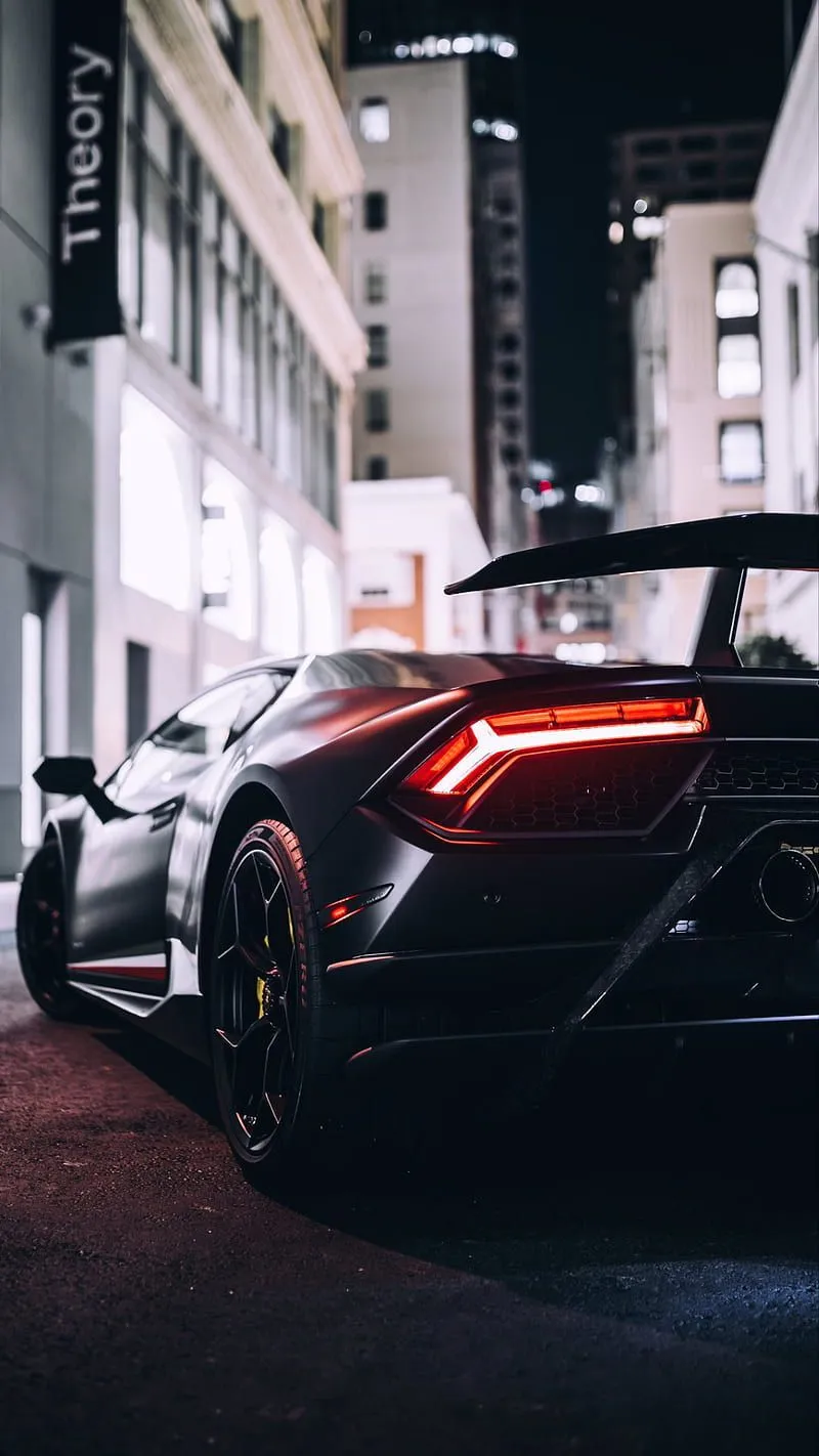 Midnight lambo, lamborghini, huracan, black, car, supercar, sports, america, HD phone wallpaper