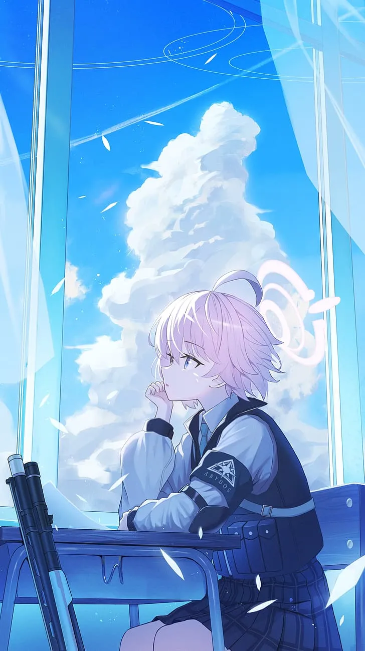 HD wallpaper: anime girls, Takanashi Hoshino (Blue Archive), pink hair, clouds