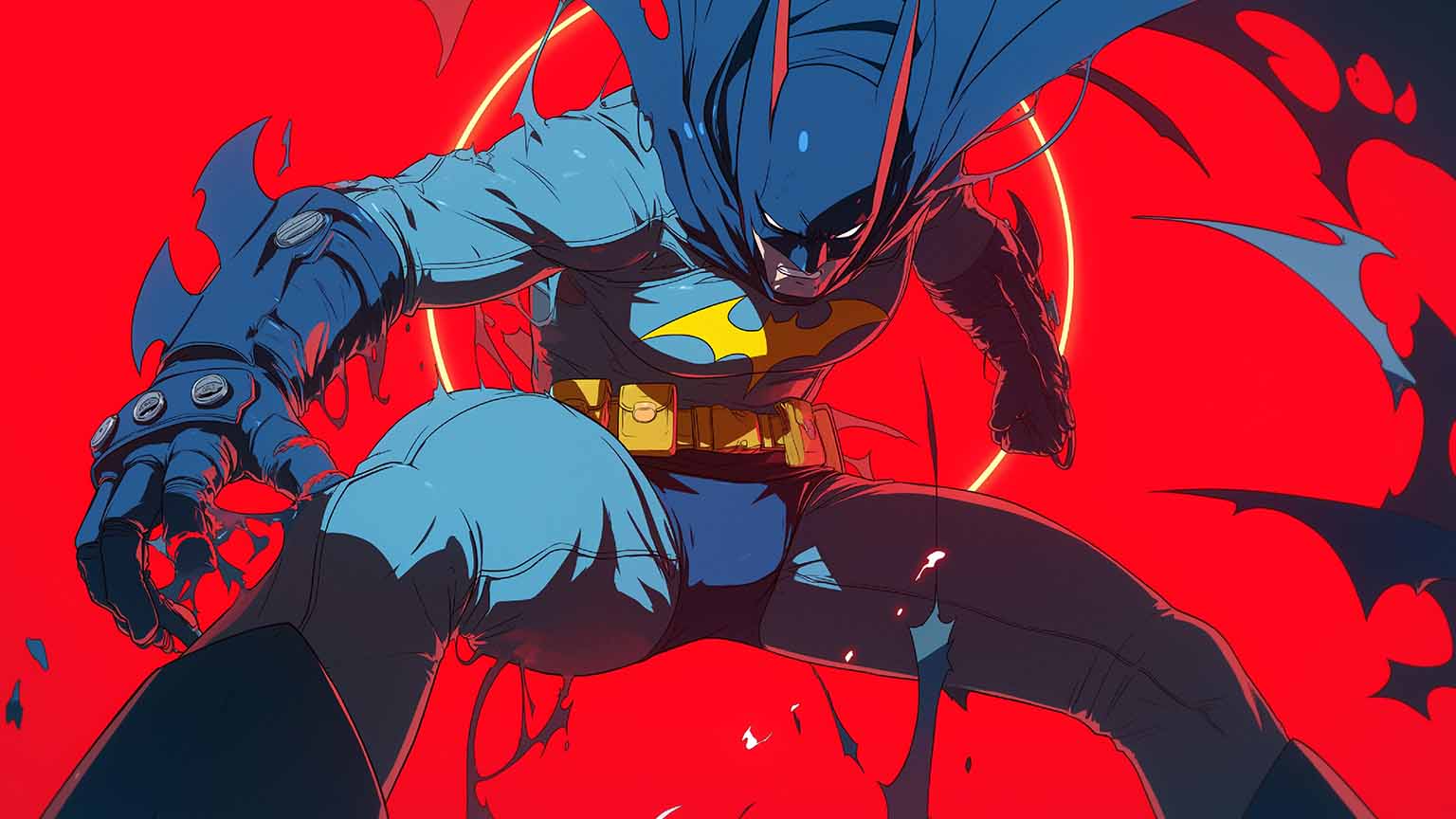 Free DC Comics Batman Red Background Desktop Wallpaper