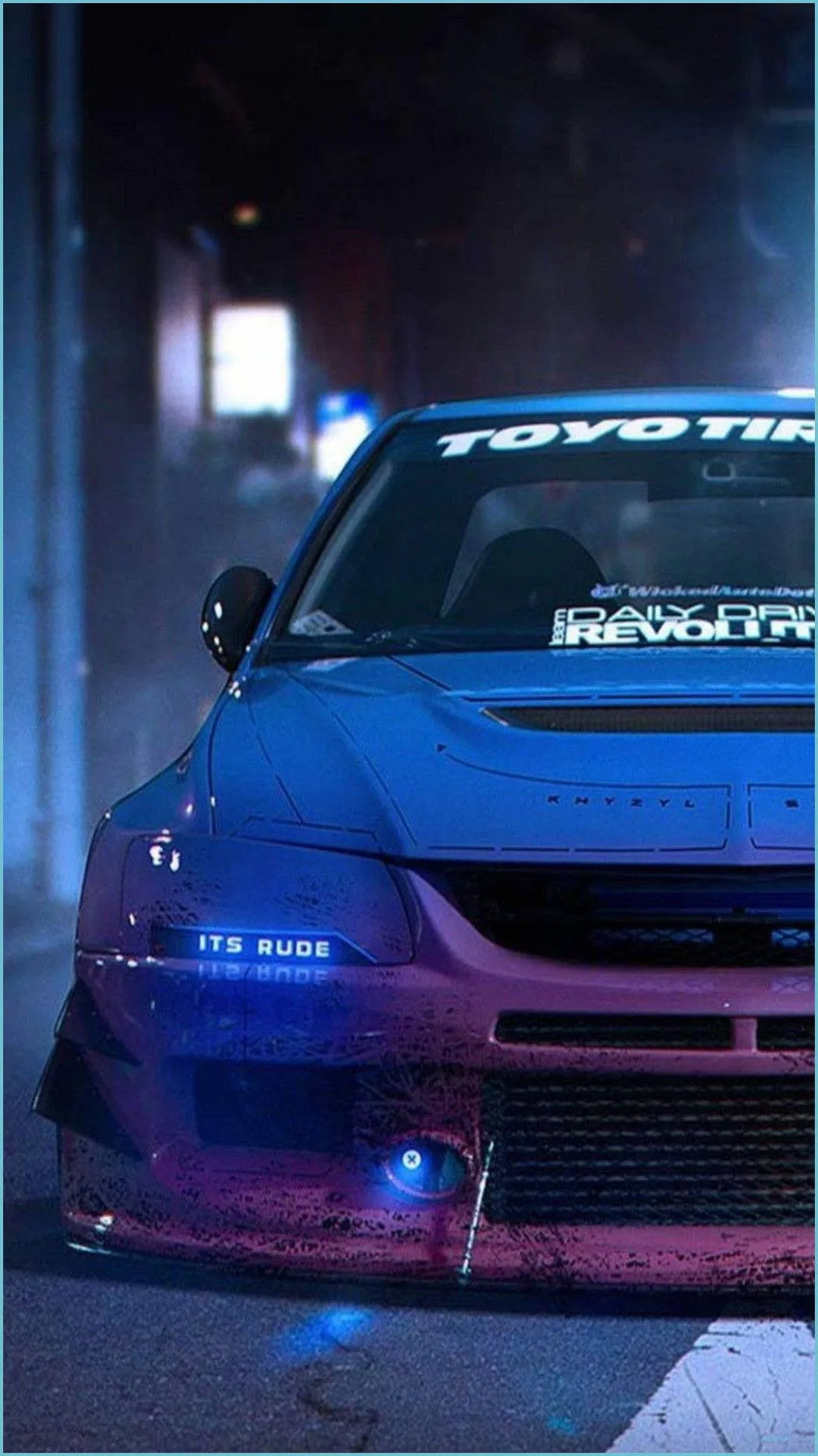 Download Pristine Blue JDM Car Close Up Wallpaper