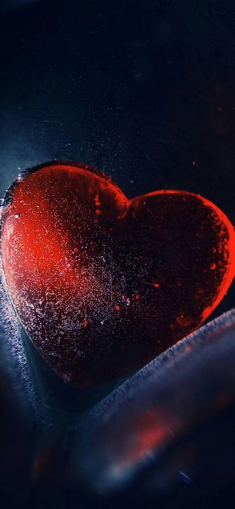 Love, black, blue, dark, heart, ice, red, HD phone wallpaper