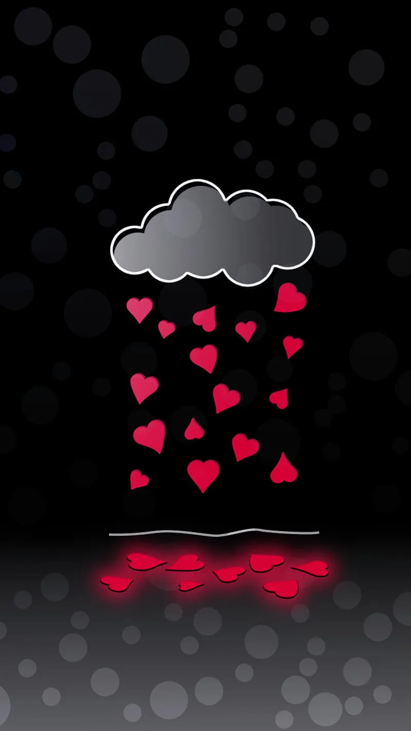 Rain, black, heart, red, HD phone wallpaper