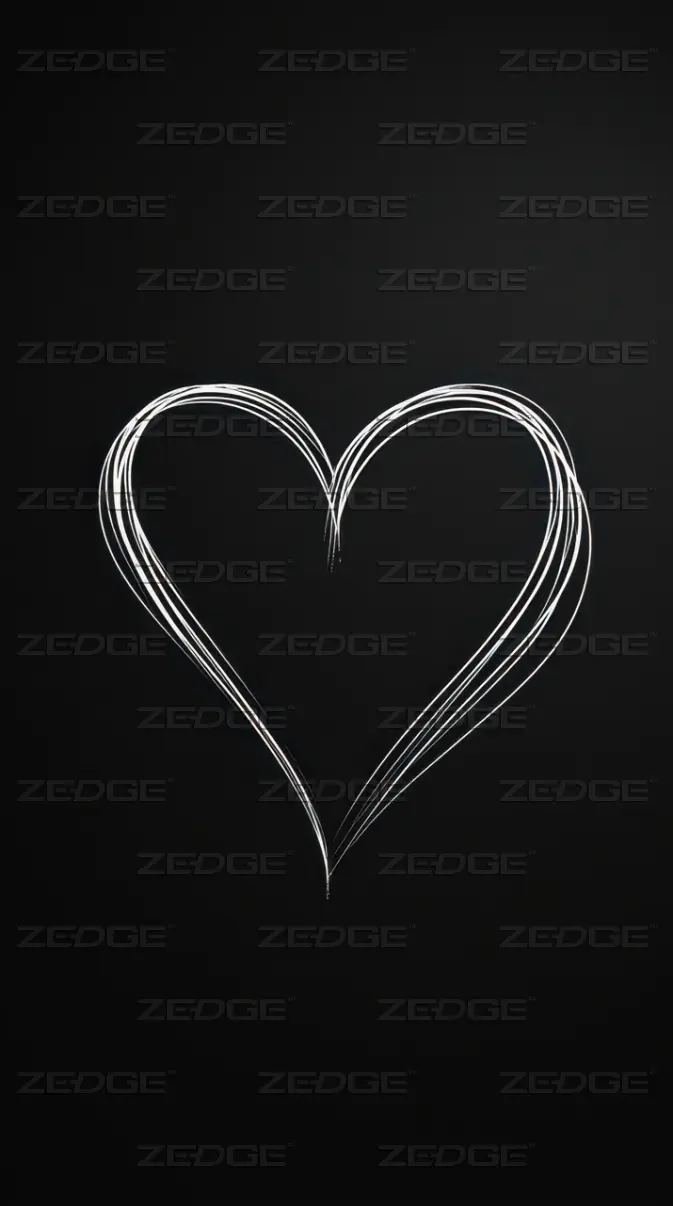 Minimalist White Heart Love Outline Drawing on Black Background wallpaper