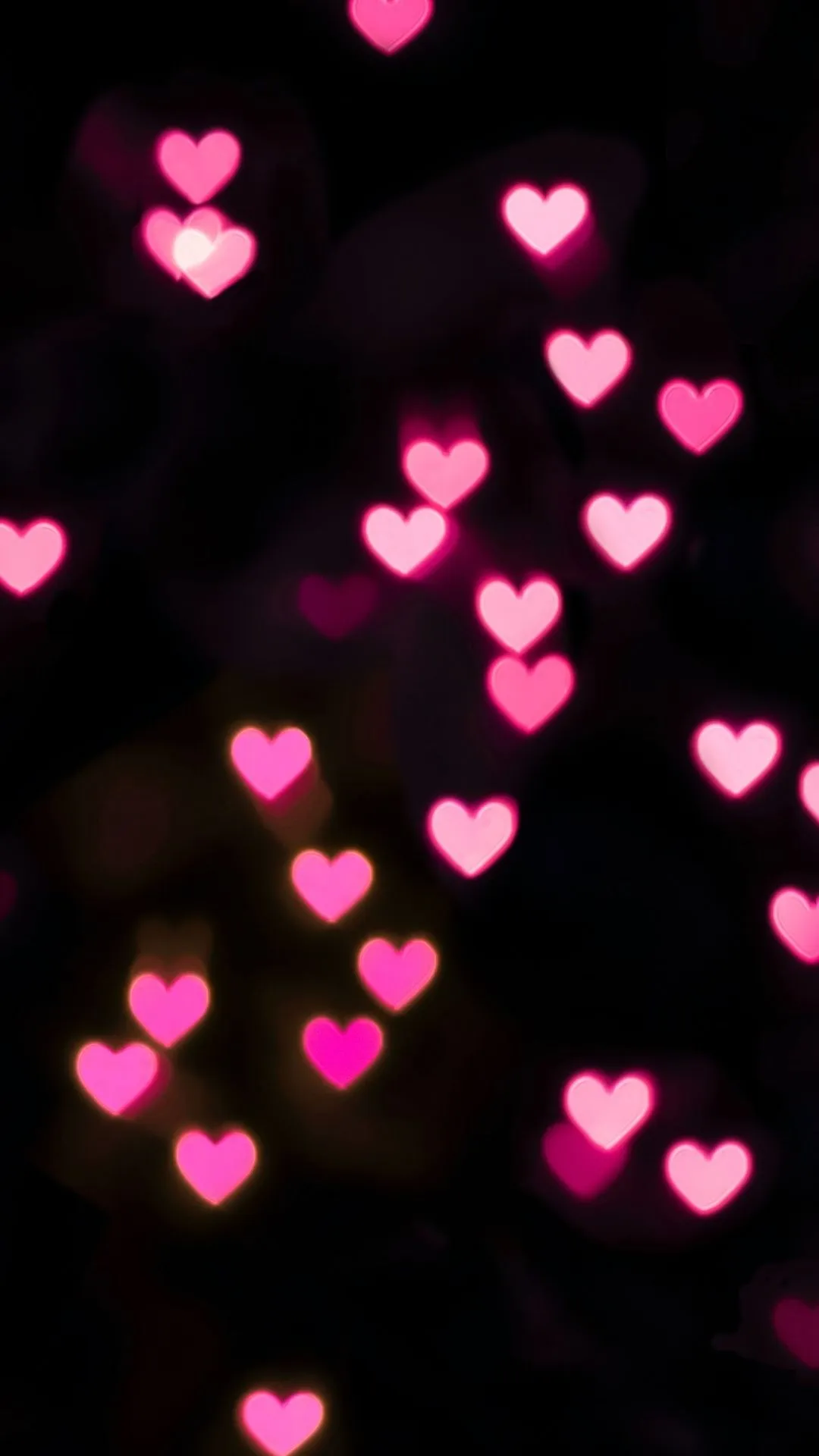 Pink hearts Wallpaper 4K, Illuminated, Black background