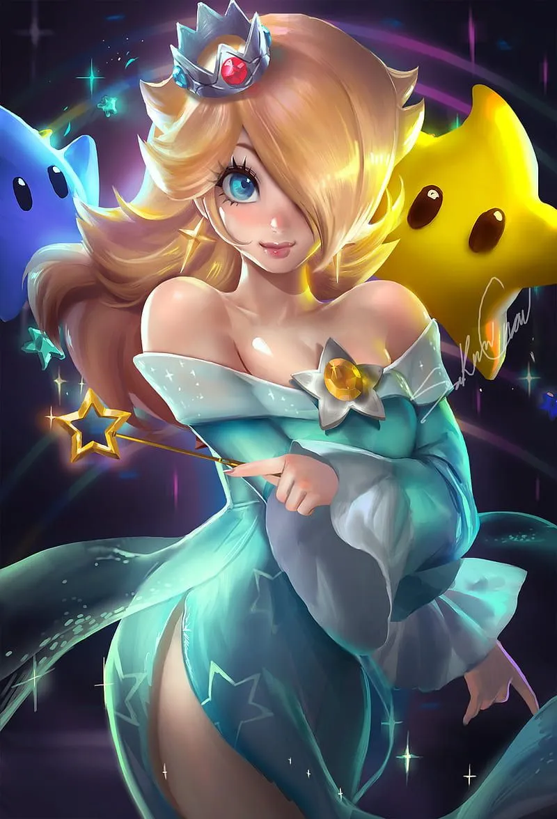 Sakimichan, boobs, dress, Mario Bros., Rosalina, blonde, HD phone wallpaper