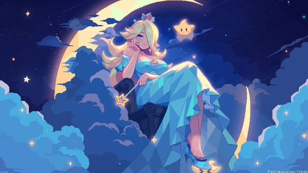 Rosalina #pixelart Desktop Wallpaper. Mobile And Animated Version On My Ko Fi