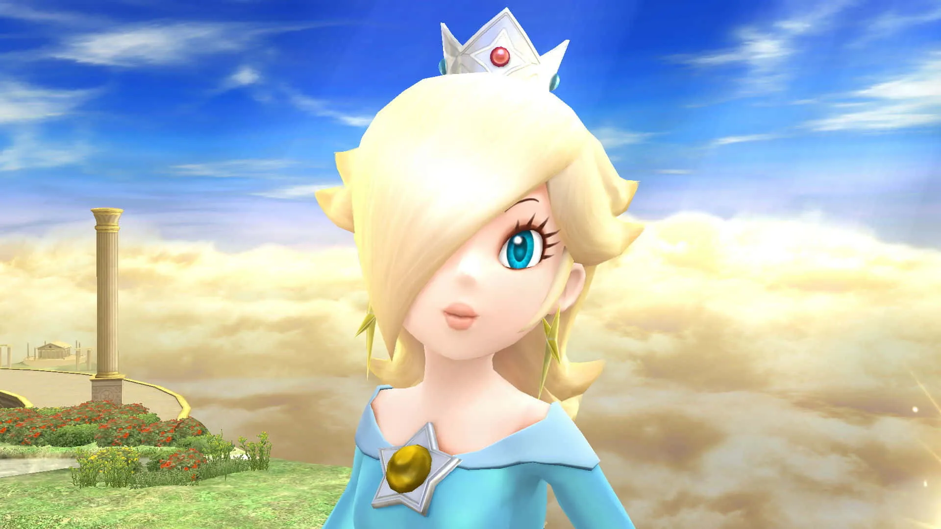 Download Radiant Princess Rosalina posing in a mysterious cosmic glitter. Wallpaper