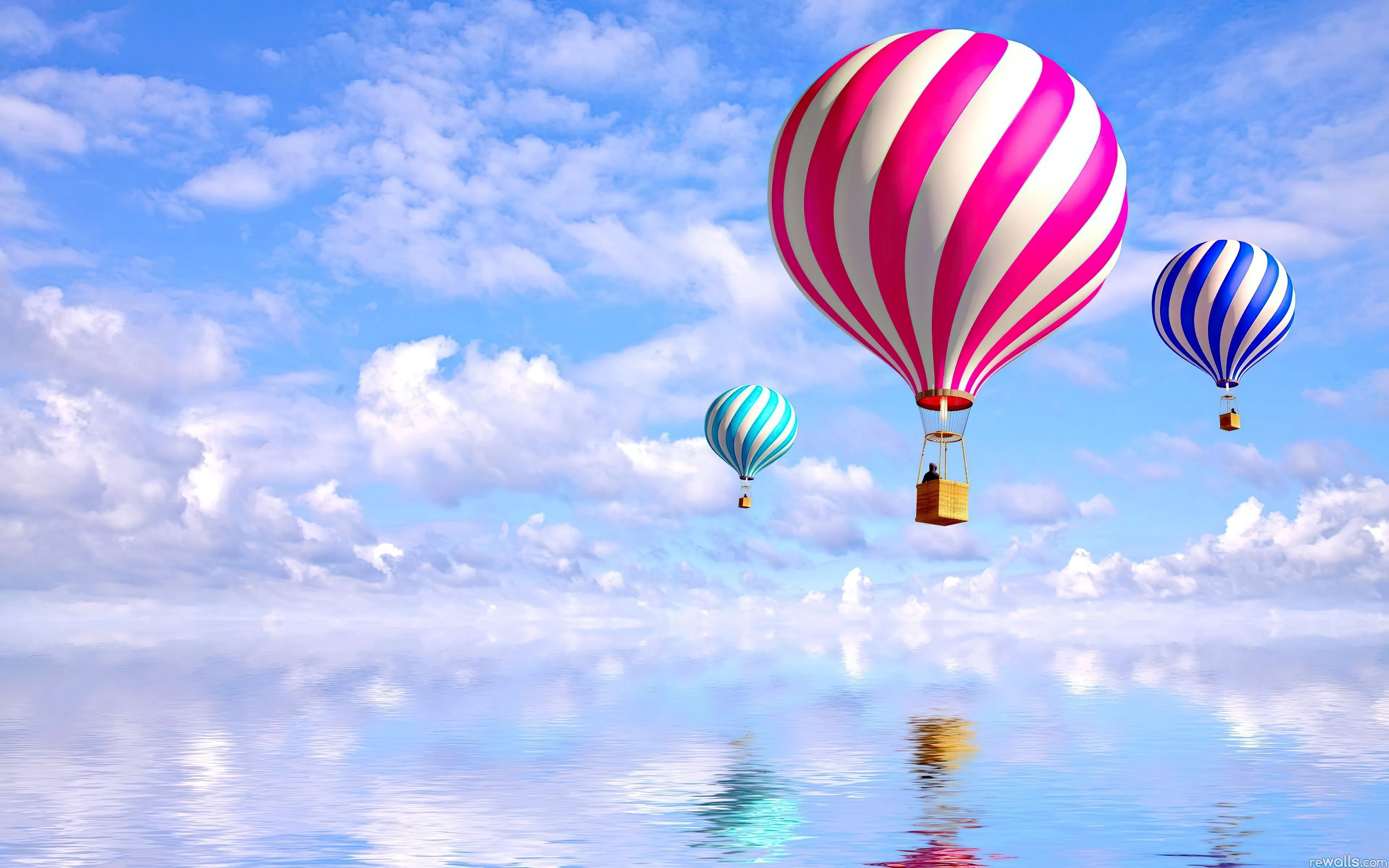 Hot air balloon in the clouds Aesthetic Wallpaper 4K for Desktop