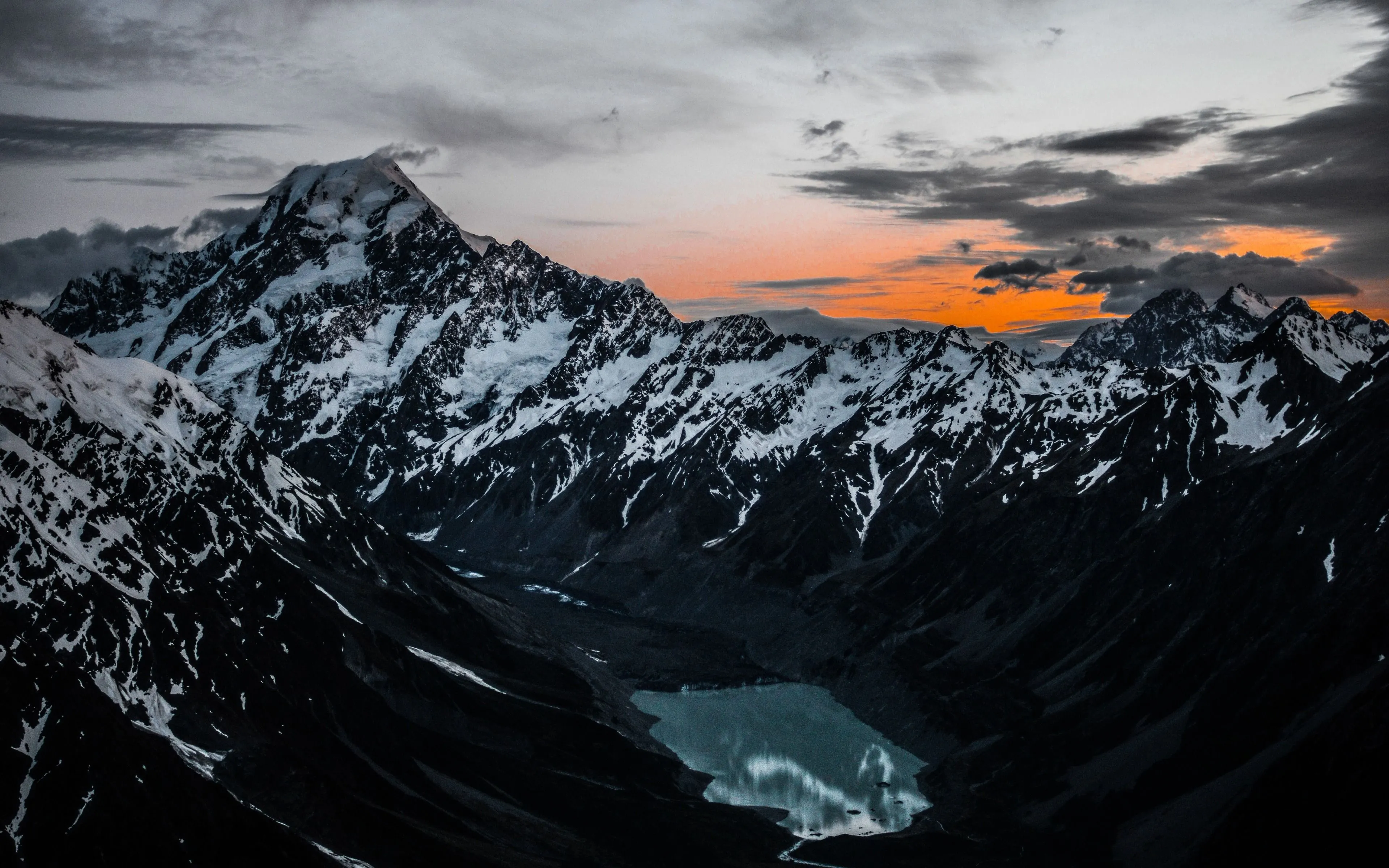 Desktop wallpaper: Mountain, Mountains, Earth, Cloud, Sky, Snow, Sunset 4K free download for PC. 463880