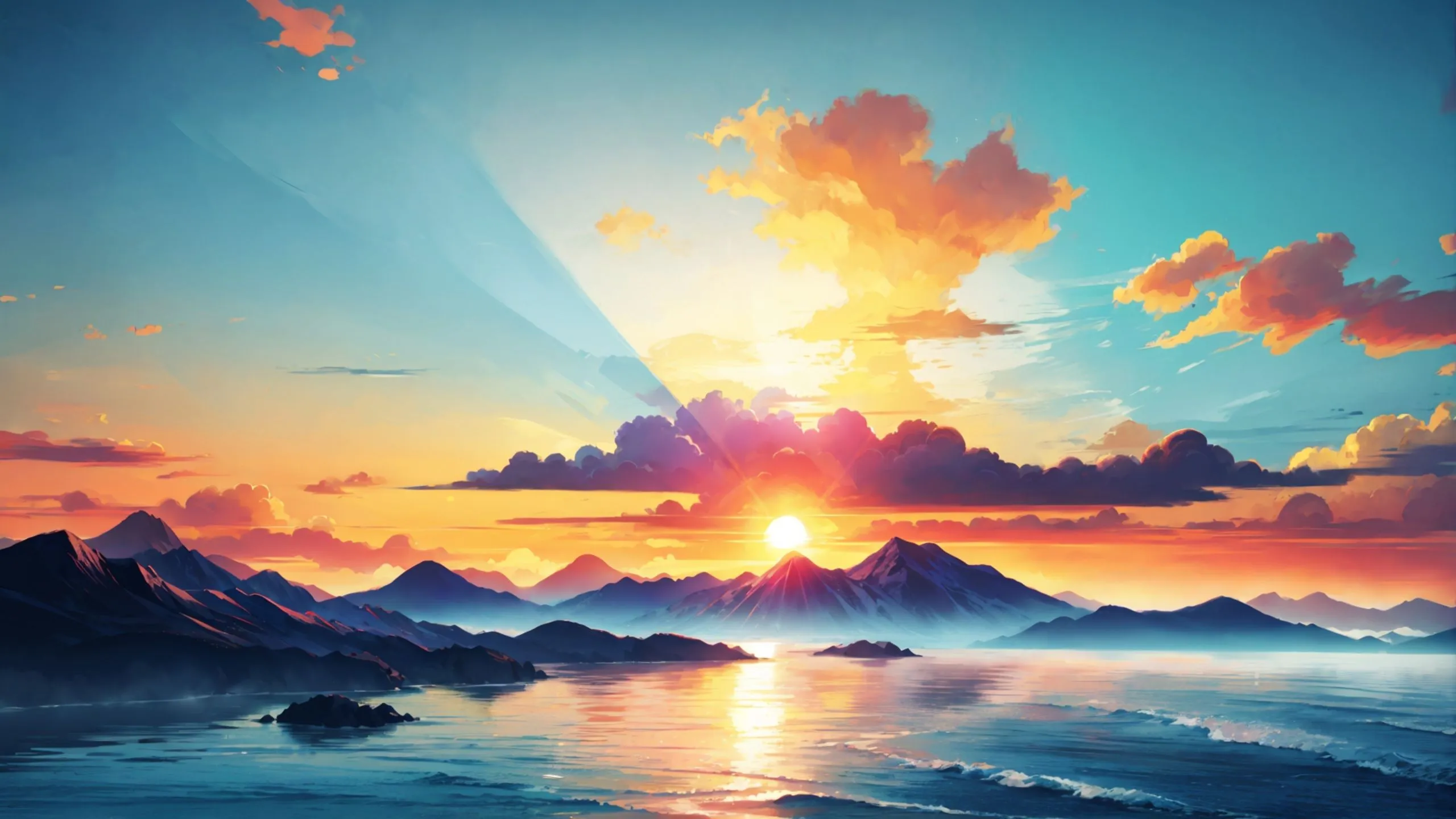 Sun rising from Clouds over Mountains Wallpaper, HD Nature 4K Wallpaper, Image and Background