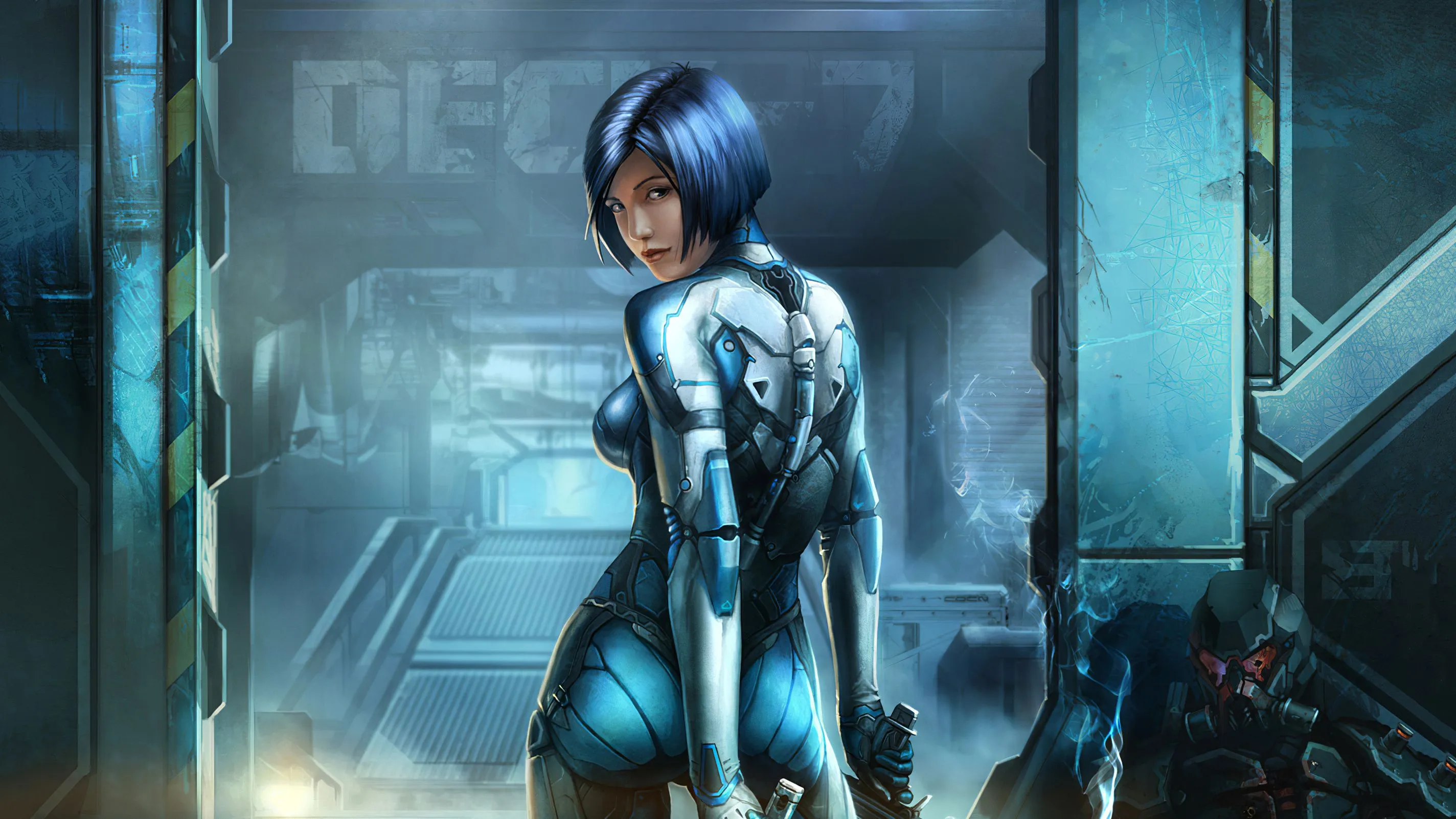 Blue Cyberpunk Cyborg Girl Wallpaper, HD Artist Wallpaper, 4k Wallpaper Image, Background, Photos and Picture
