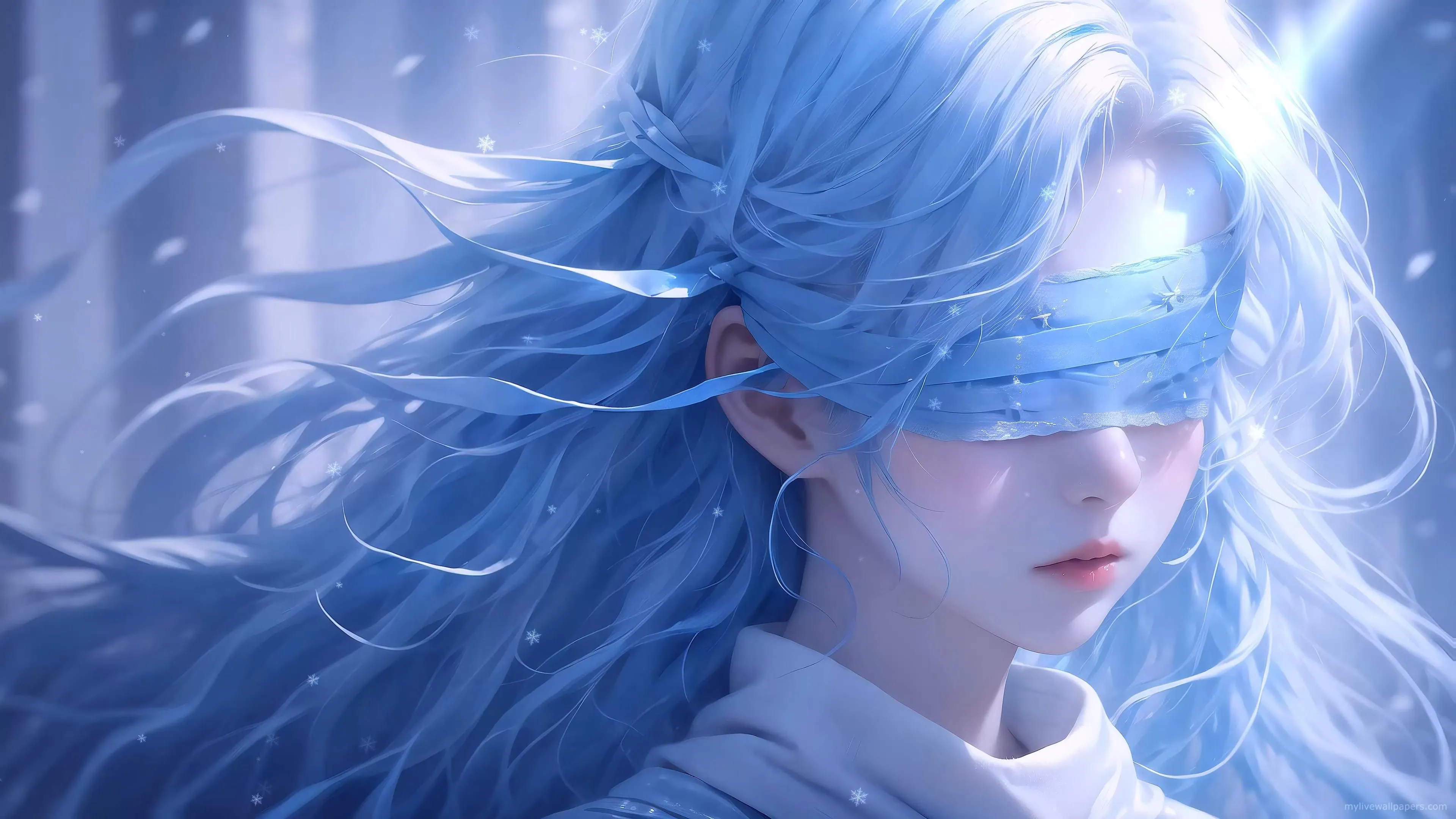 Blue Haired Blind Girl Live Wallpaper