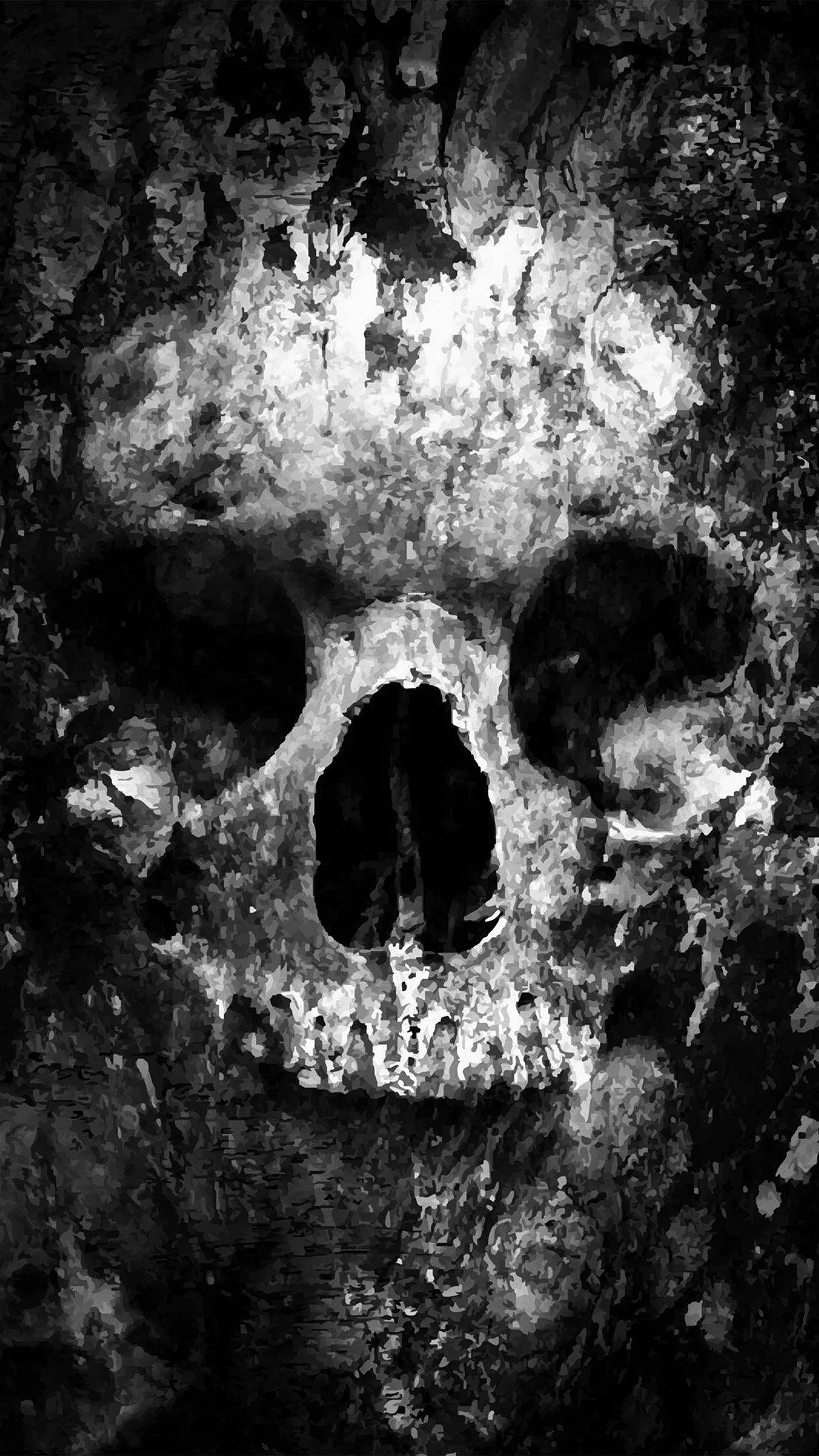 Skull Face Ark Paint Illustration Art Bw Dark iPhone 7 Wallpaper