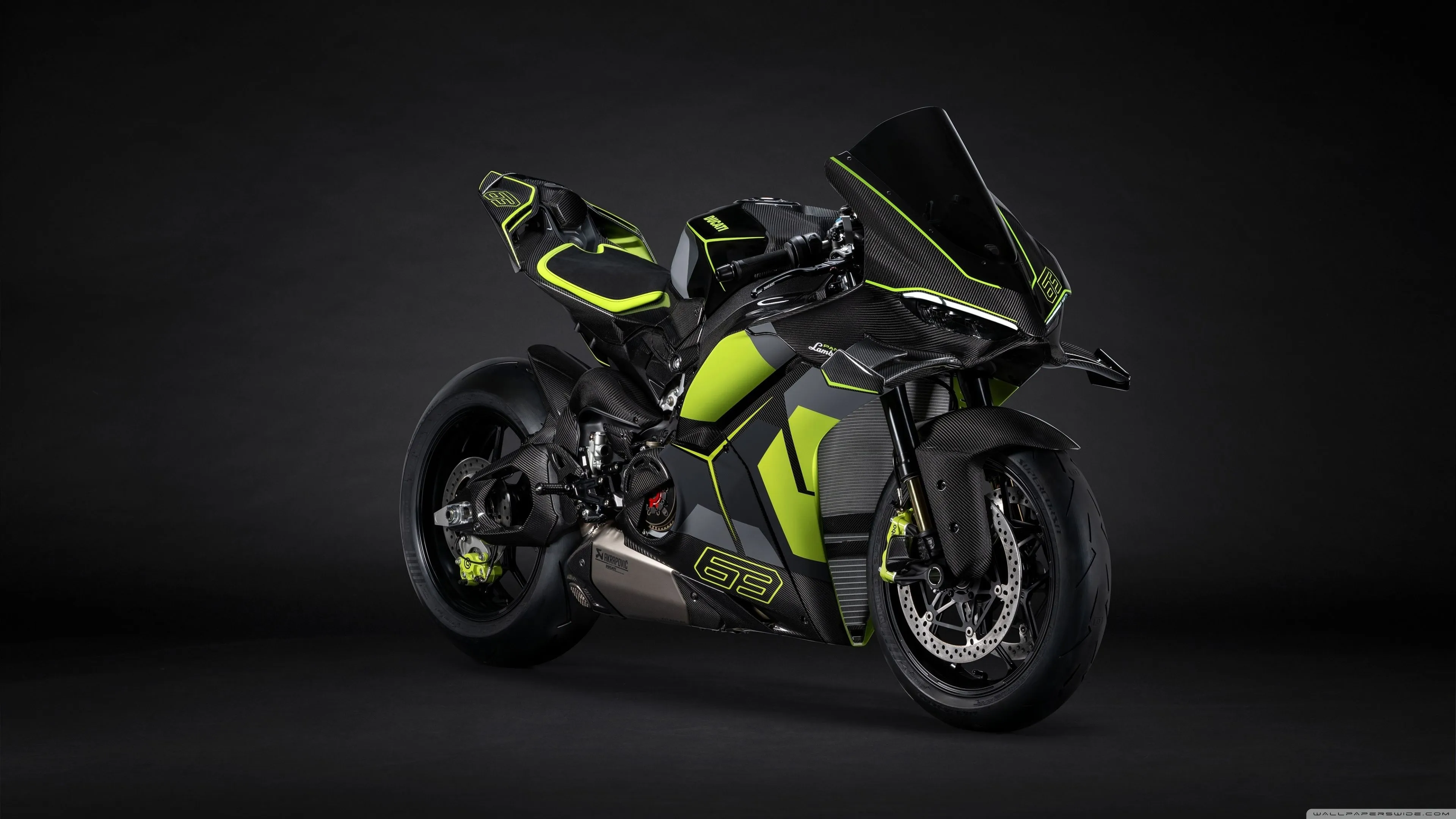 Ducati, Panigale V4, Lamborghini, Sport Bike, Superbike, Black Background 4K UHD Wallpaper for UltraHD Desktop and TV, Widescreen and UltraWide Display, Smartphone and Tablet Devices