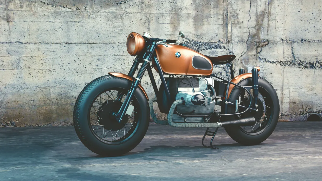 Orange and Black Bmw Motorcycle Before Concrete Wall · Free