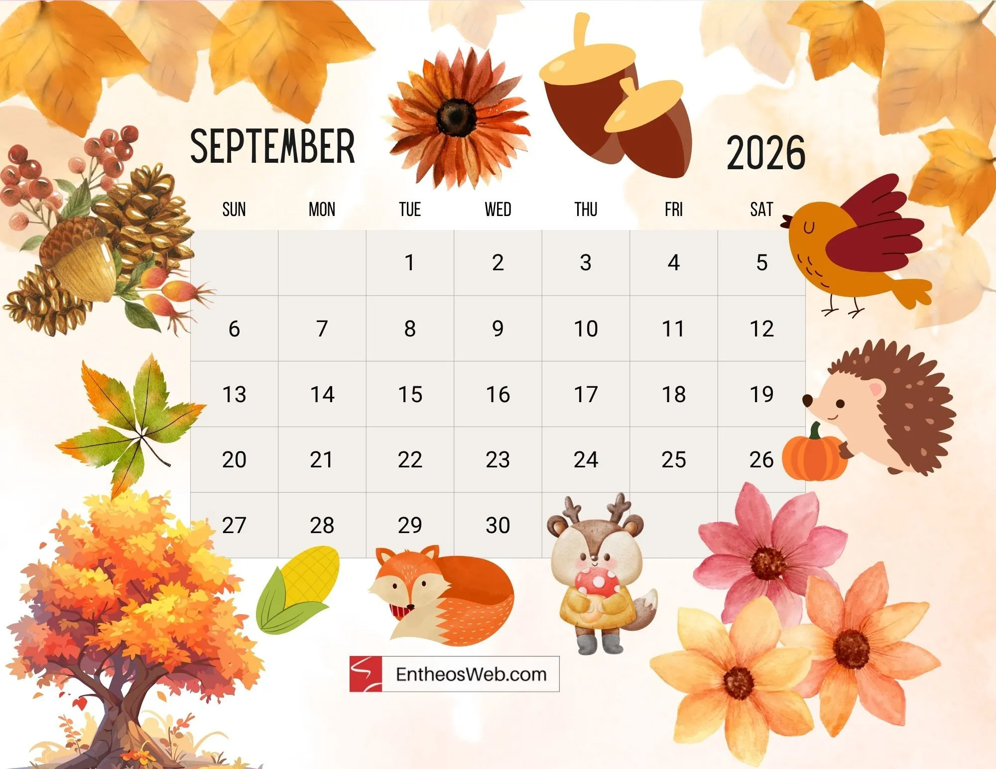 September Printable Calendars & Planners 2026