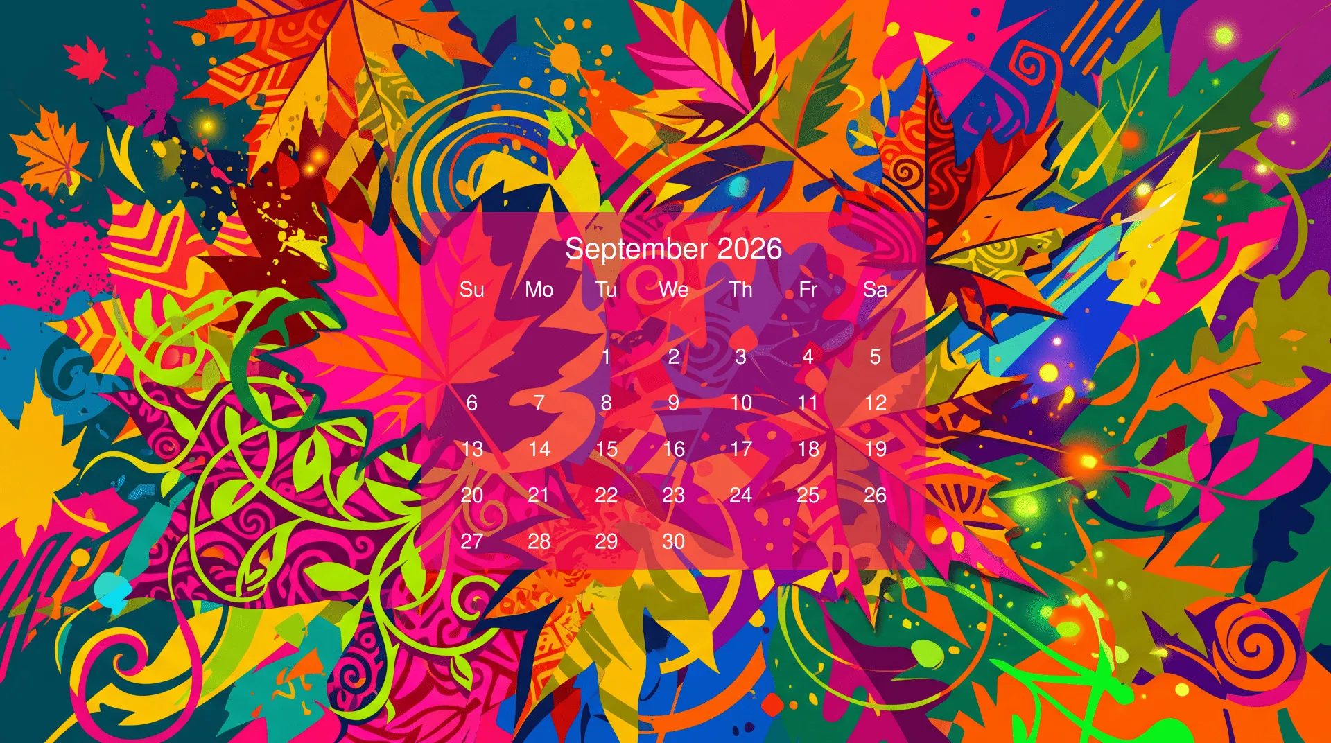 Vibrant September 2026 Calendar