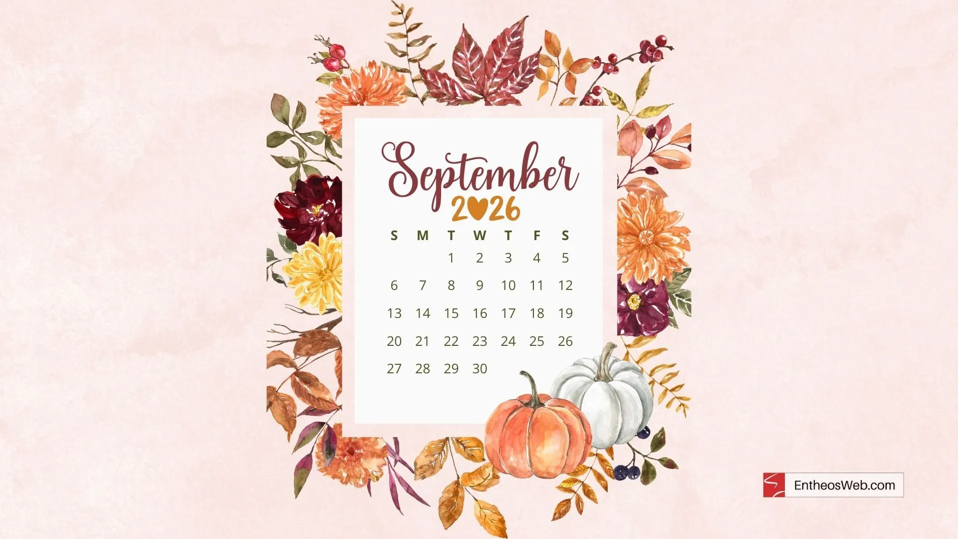 September 2026 Calendar Desktop Wallpaper